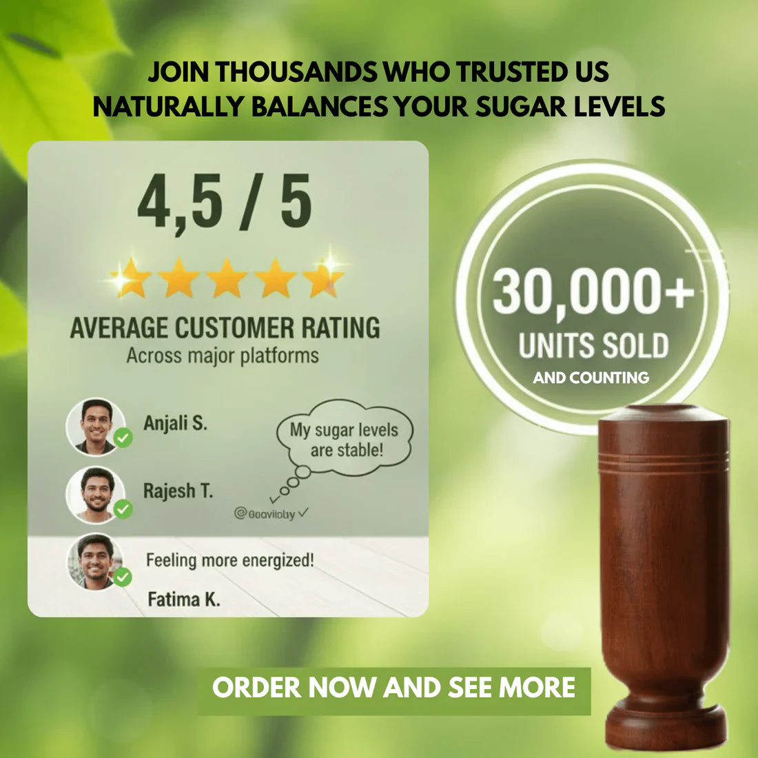 🔥BUY 1 GET 1 FREE🔥 Sugar Balance Wooden Water Glass