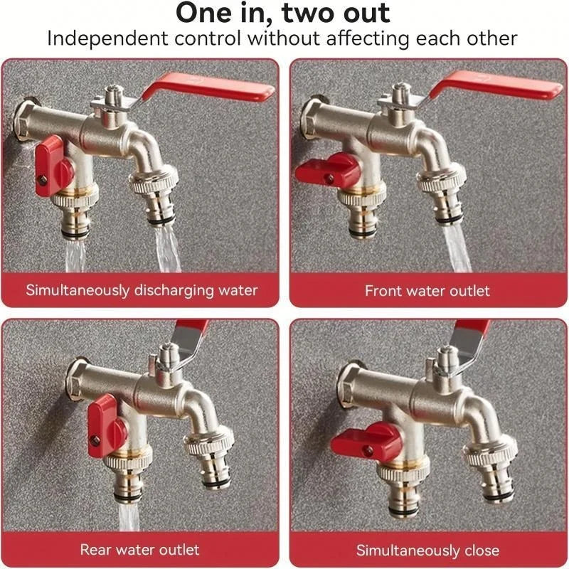 Double Outlet Garden Faucet – Independent Valves, Heavy-Duty & Easy Install