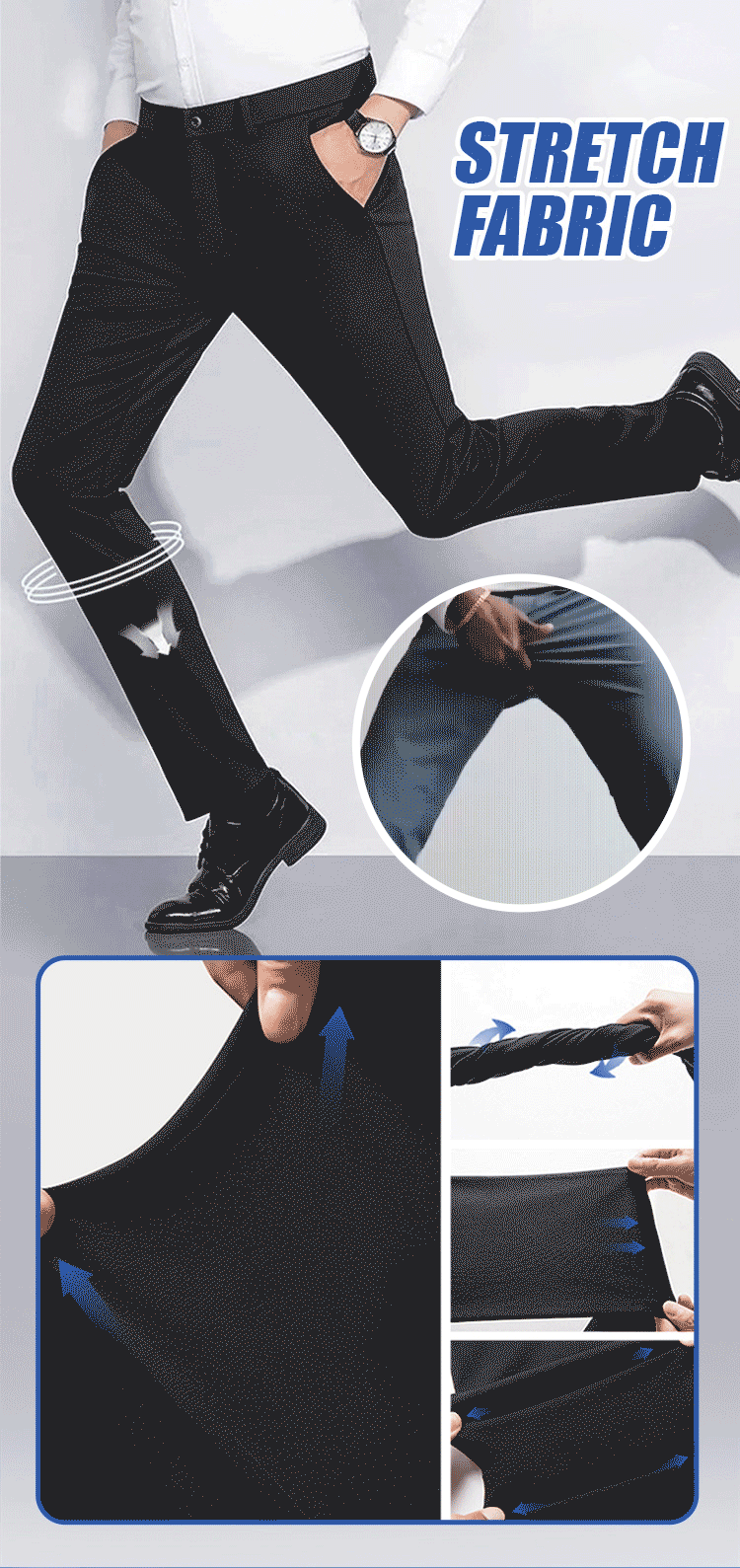 👑 Men's Stretch Iron-free Dress Pants🔥BUY 1 GET 1 FREE BLACK+GREY🔥