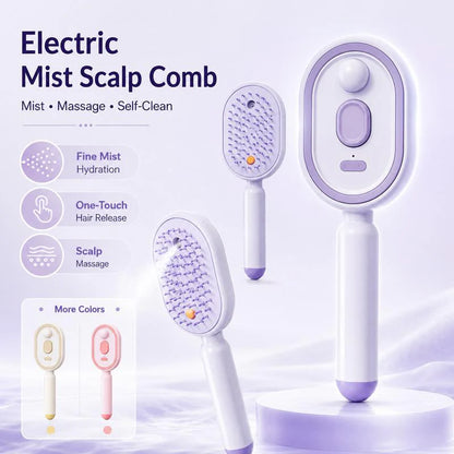 Scalp Massager Comb 💆‍♀️ – Self-Cleaning 🧼, Tangle-Free ✂️ & Frizz-Control Hair Brush with Soothing Mist Spray 💨✨ | Perfect for Dry, Brittle Hair 💧🌟
