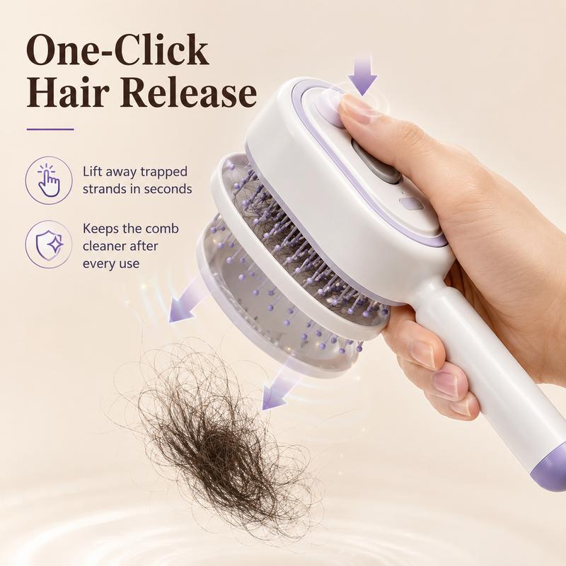 Scalp Massager Comb 💆‍♀️ – Self-Cleaning 🧼, Tangle-Free ✂️ & Frizz-Control Hair Brush with Soothing Mist Spray 💨✨ | Perfect for Dry, Brittle Hair 💧🌟