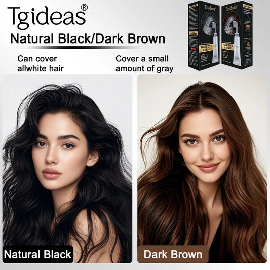 Tgideas Comb - In Hair DyeCream for Gray Coverage -Natural Black & Dark Brown