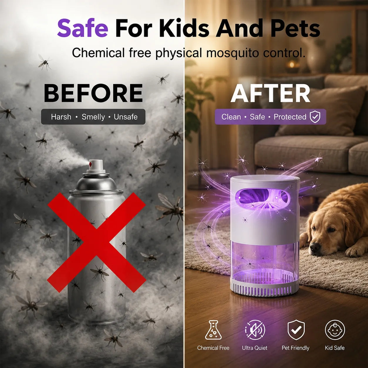 🔥BUY 1  GET 1 FREE🔥 Silent UV Mosquito Killer – No chemicals, safe for children and pets🦟