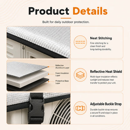 AC Outdoor Unit Protector Aluminium Cover With Straps