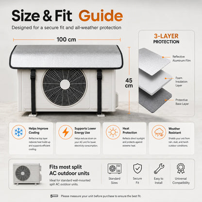 AC Outdoor Unit Protector Aluminium Cover With Straps