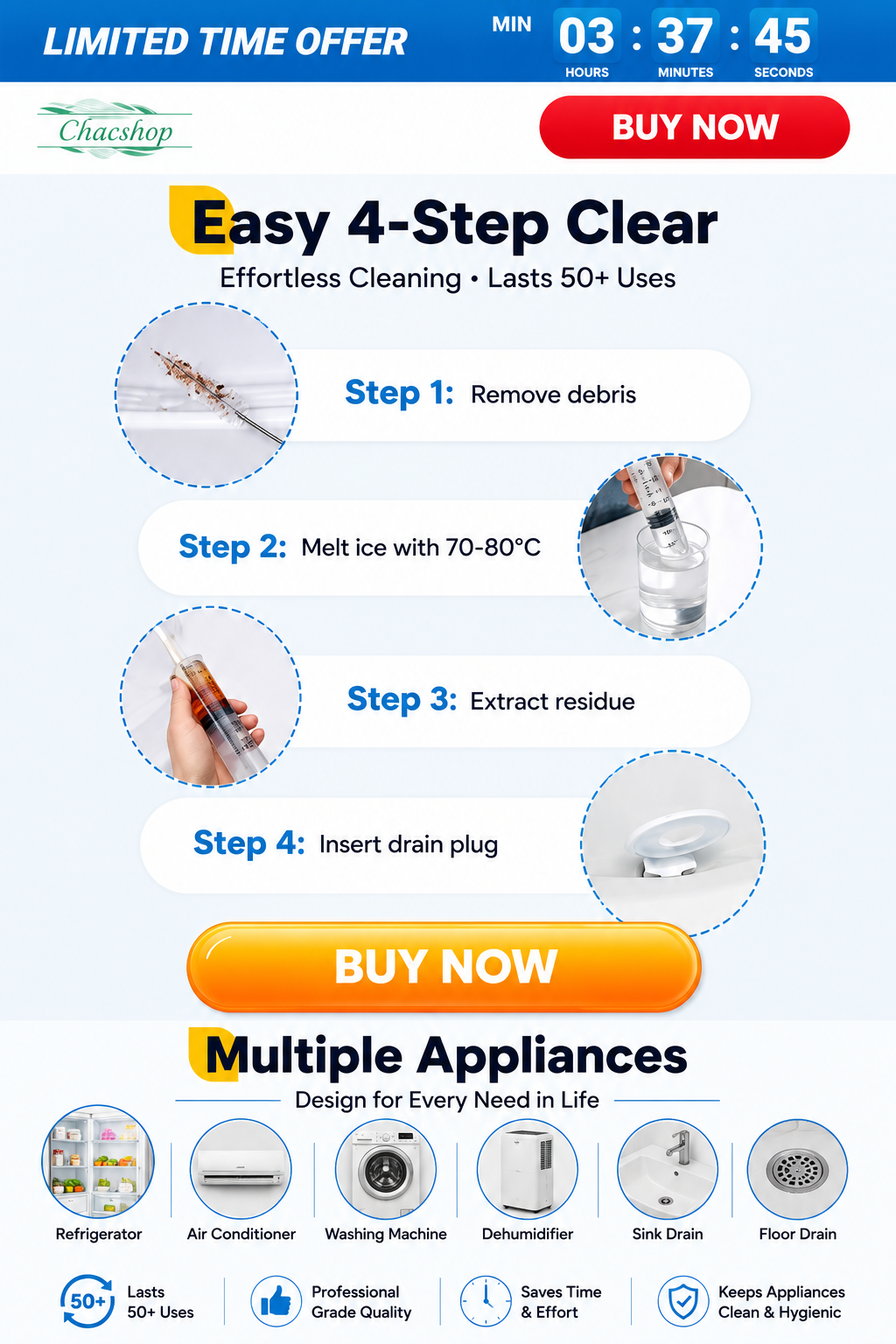 🧊 Refrigerator Clog Remover Kit