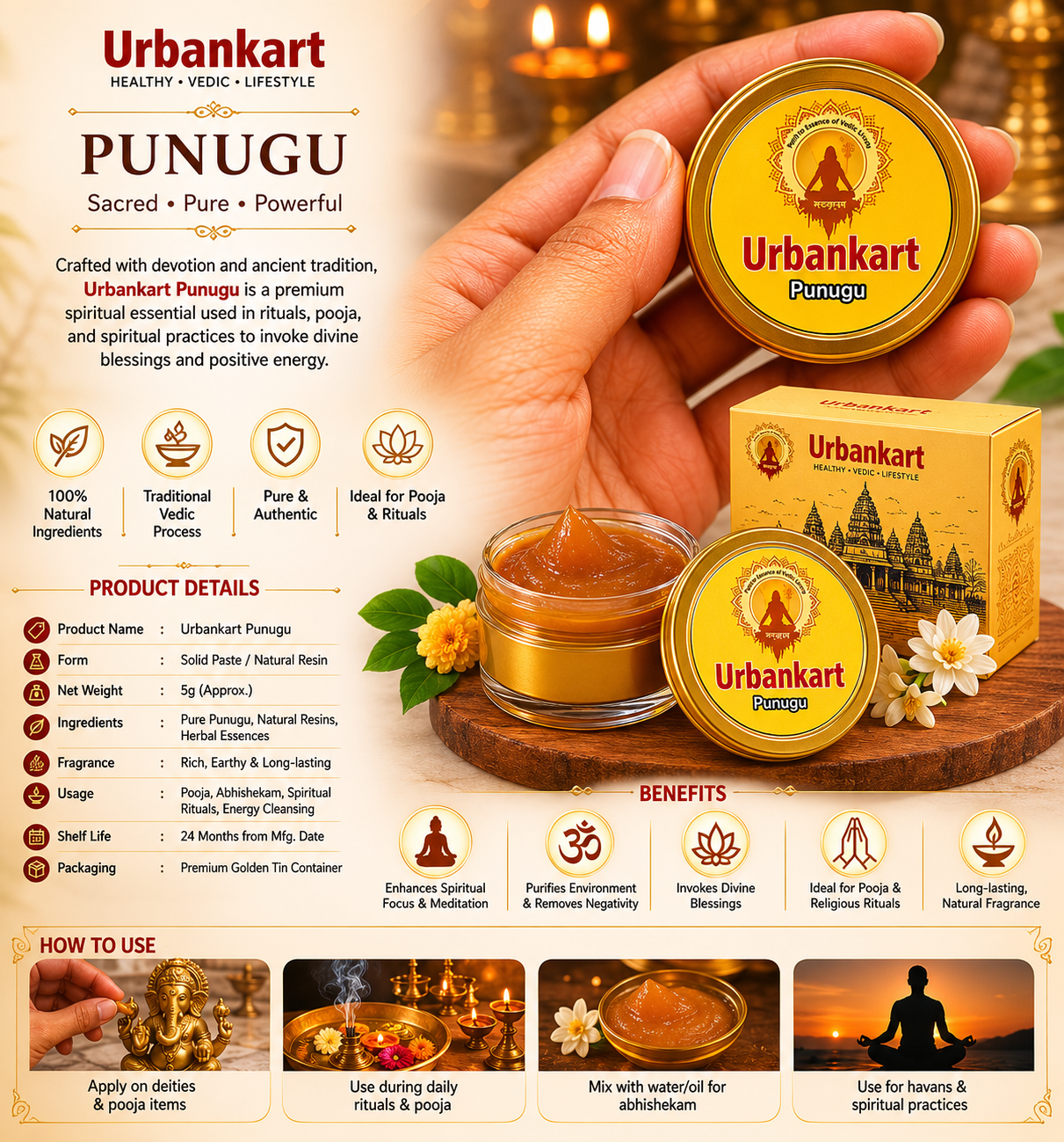 🔥BUY 1 GET 1 FREE🔥 Punugu Sugandh 5 Gram- Inspired by Ancient Temple Traditions
