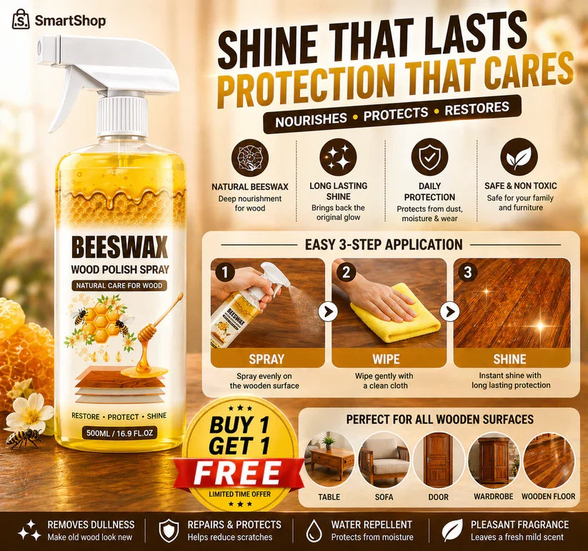 Beeswax Wood Polish Spray | Restore Shine , Protect Furniture
