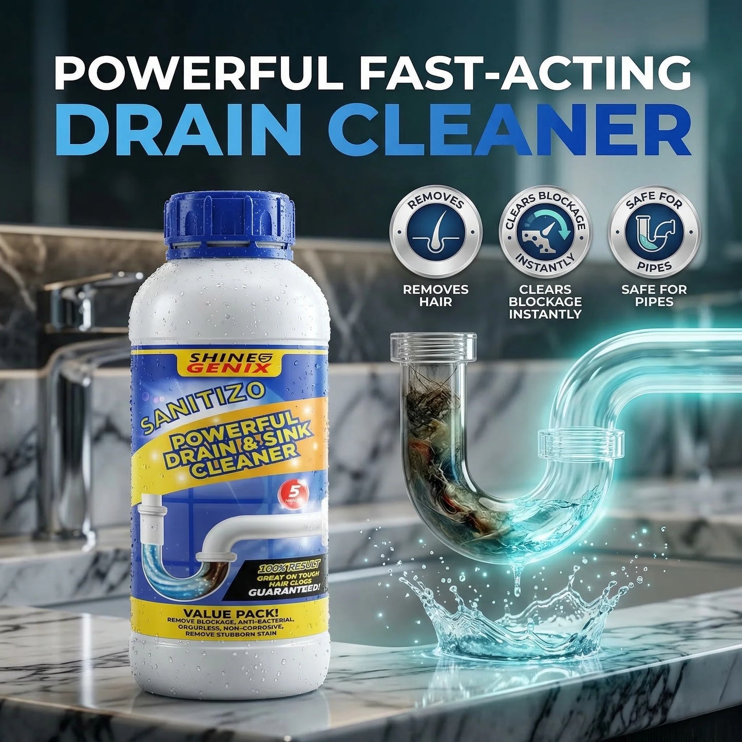 🌸 💦 Sanitizo™ - Powerful Drain Cleaner⚡️🎁 BUY 1 GET 3 FREE (4 Bottles)