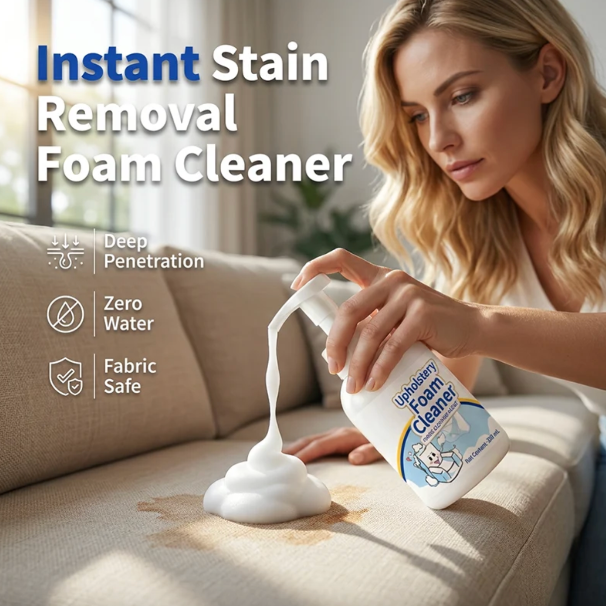 No-Wash Fabric & Upholstery Foam Cleaner 🔥 BUY 1 GET 1 FREE