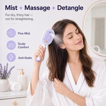 Scalp Massager Comb 💆‍♀️ – Self-Cleaning 🧼, Tangle-Free ✂️ & Frizz-Control Hair Brush with Soothing Mist Spray 💨✨ | Perfect for Dry, Brittle Hair 💧🌟