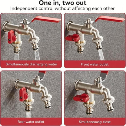 Double Outlet Garden Faucet – Independent Valves, Heavy-Duty & Easy Install