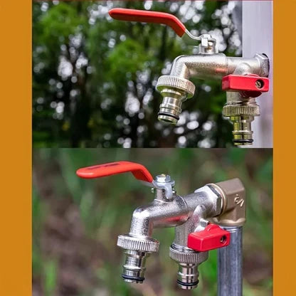 Double Outlet Garden Faucet – Independent Valves, Heavy-Duty & Easy Install