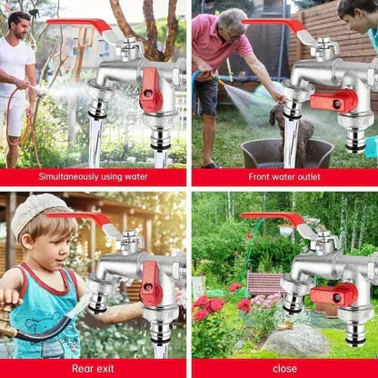 Double Outlet Garden Faucet – Independent Valves, Heavy-Duty & Easy Install