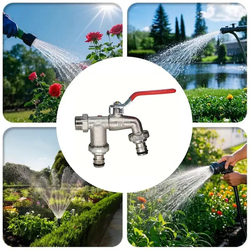 Double Outlet Garden Faucet – Independent Valves, Heavy-Duty & Easy Install