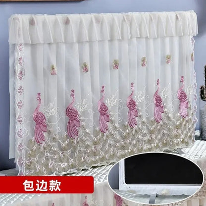 📺 Universal Adjustable Design – Fits All TV Sizes (24" to 65"+) Perfectly! ✨ Lace Fabric Curtain Premium Floral TV Cover
