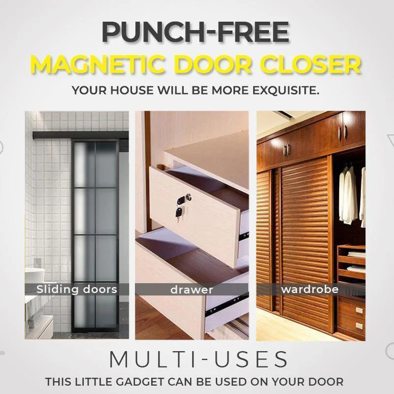 🚪 BUY 1 GET 3 FREE! 🔥 Non-Perforated Magnetic Door Closer - Easy Installation & Silent Closure, Ideal for Home and Office ✨