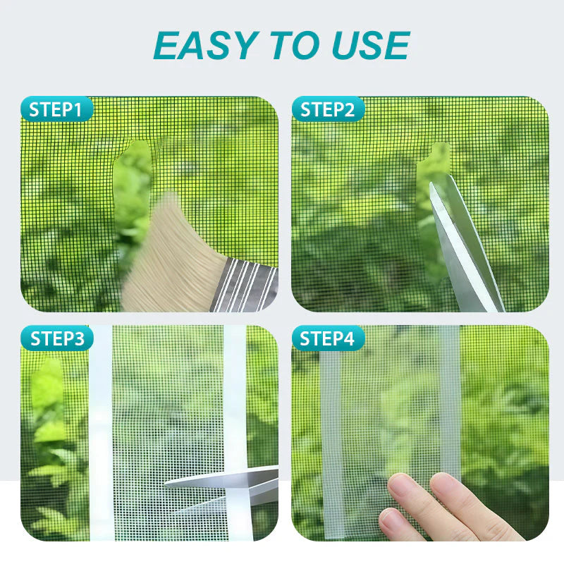 Self-adhesive DIY window screen repair tape