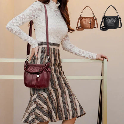 👜 50% OFF NOW! 🎀 Casual Pleated Bucket Leather Handbag – Soft Leather, Versatile Style & Adjustable Shoulder Strap ✨