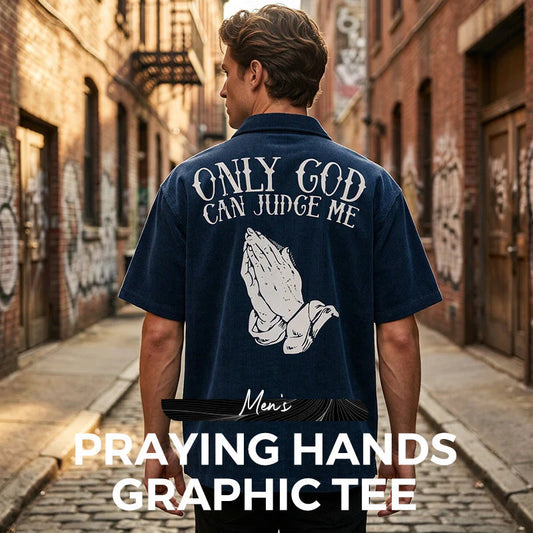 👕50% OFF!🙏Men's Praying Hands Graphic Tee – Cotton, Casual, Symbolic, Versatile ✨
