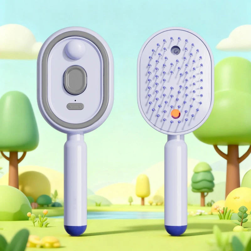 Scalp Massager Comb 💆‍♀️ – Self-Cleaning 🧼, Tangle-Free ✂️ & Frizz-Control Hair Brush with Soothing Mist Spray 💨✨ | Perfect for Dry, Brittle Hair 💧🌟