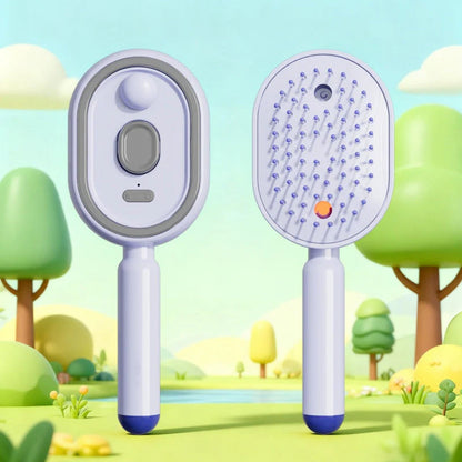 Scalp Massager Comb 💆‍♀️ – Self-Cleaning 🧼, Tangle-Free ✂️ & Frizz-Control Hair Brush with Soothing Mist Spray 💨✨ | Perfect for Dry, Brittle Hair 💧🌟