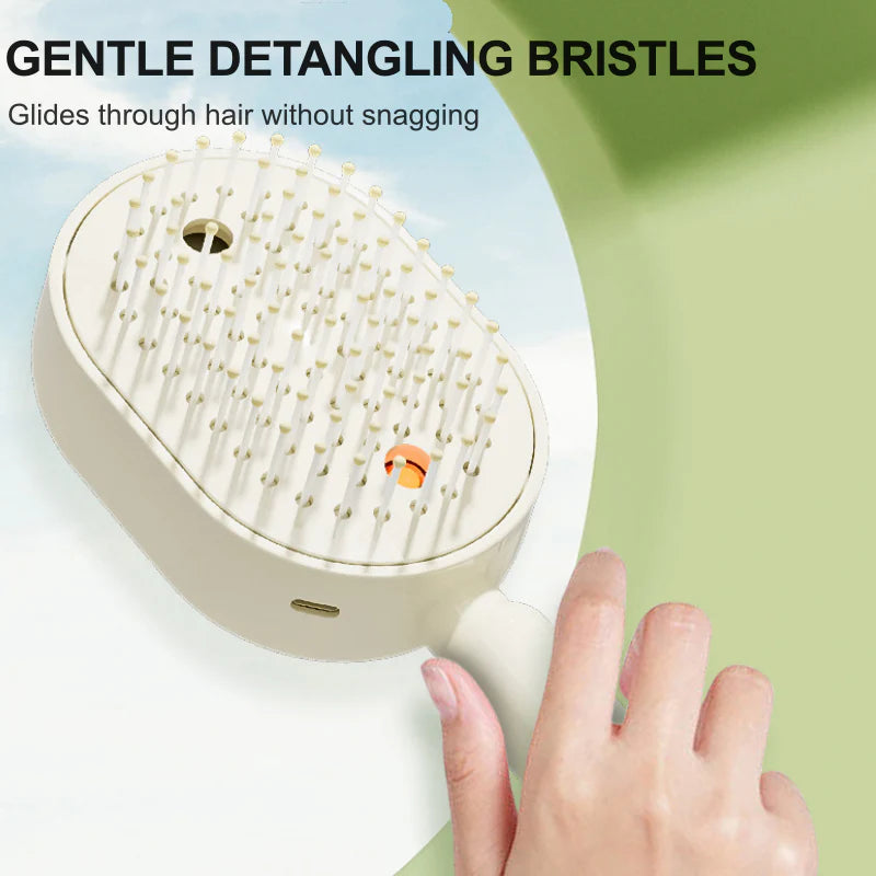 Scalp Massager Comb 💆‍♀️ – Self-Cleaning 🧼, Tangle-Free ✂️ & Frizz-Control Hair Brush with Soothing Mist Spray 💨✨ | Perfect for Dry, Brittle Hair 💧🌟